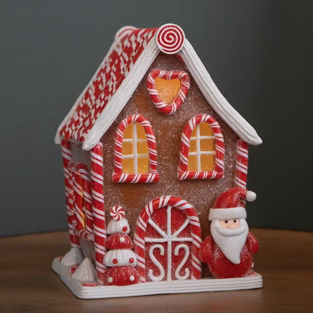 Samuel Alexander Multicolour LED Gingerbread Santa Candy Cabin Christmas Decoration, 20 cm – 1