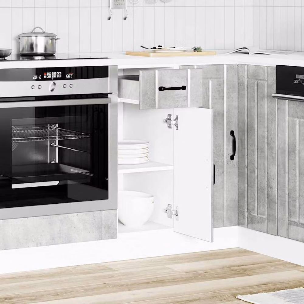 Berkfield Home Lucca Kitchen Base Cabinet in Concrete Grey Matt Engineered Wood – 2