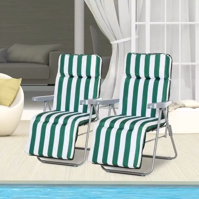 Chilli Seating Lola Reclining Garden Chair Set of 2 in Green and Grey