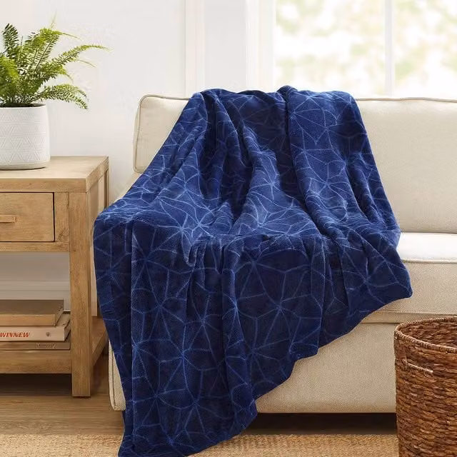 Voltico 2 Pack Fleece Throws in Blue, Grey and Red, W/H: 100 x 150 cm – 1