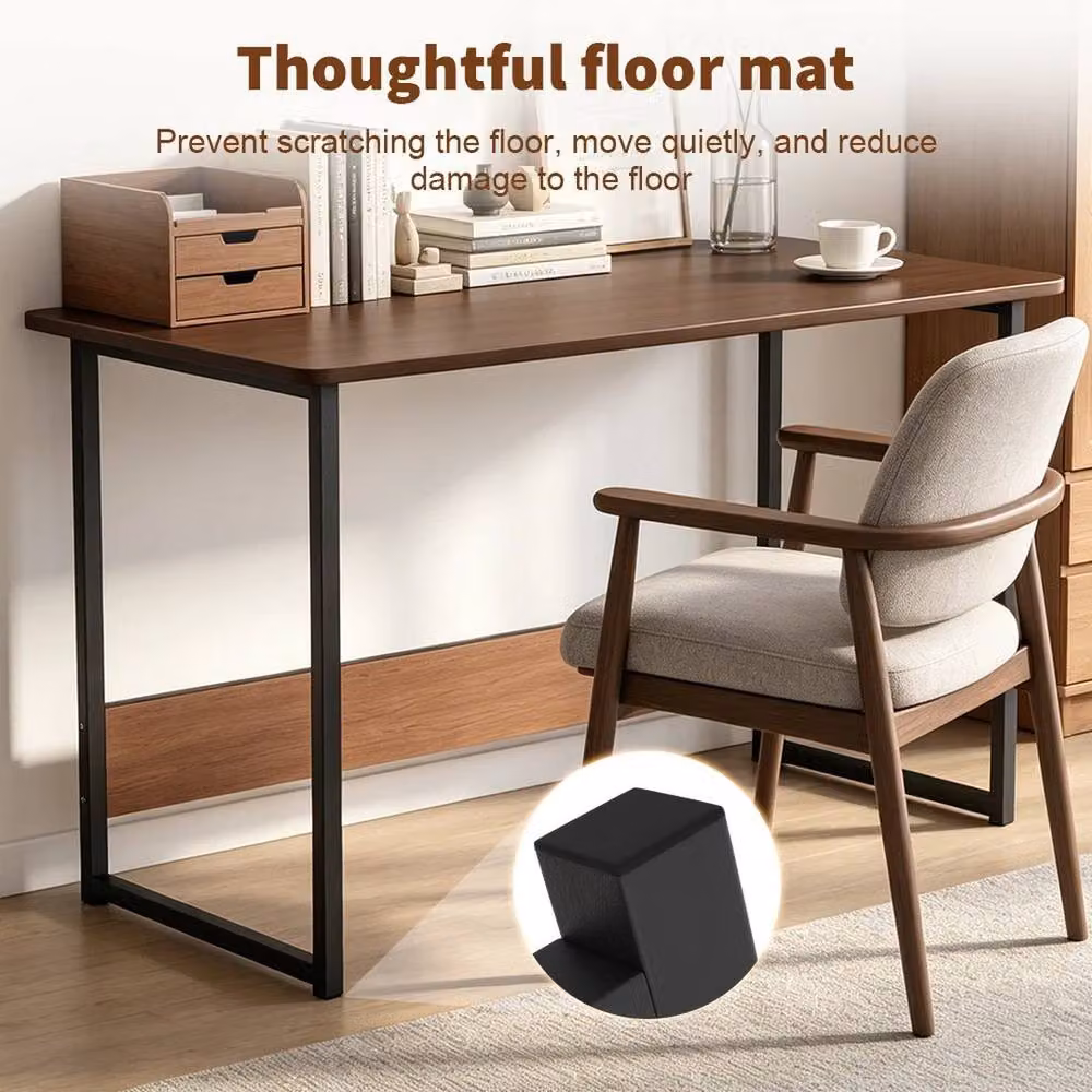 FORGEVIO Modern Computer Desk in Dark Brown and Black with Matt MDF Laminate Finish – 3