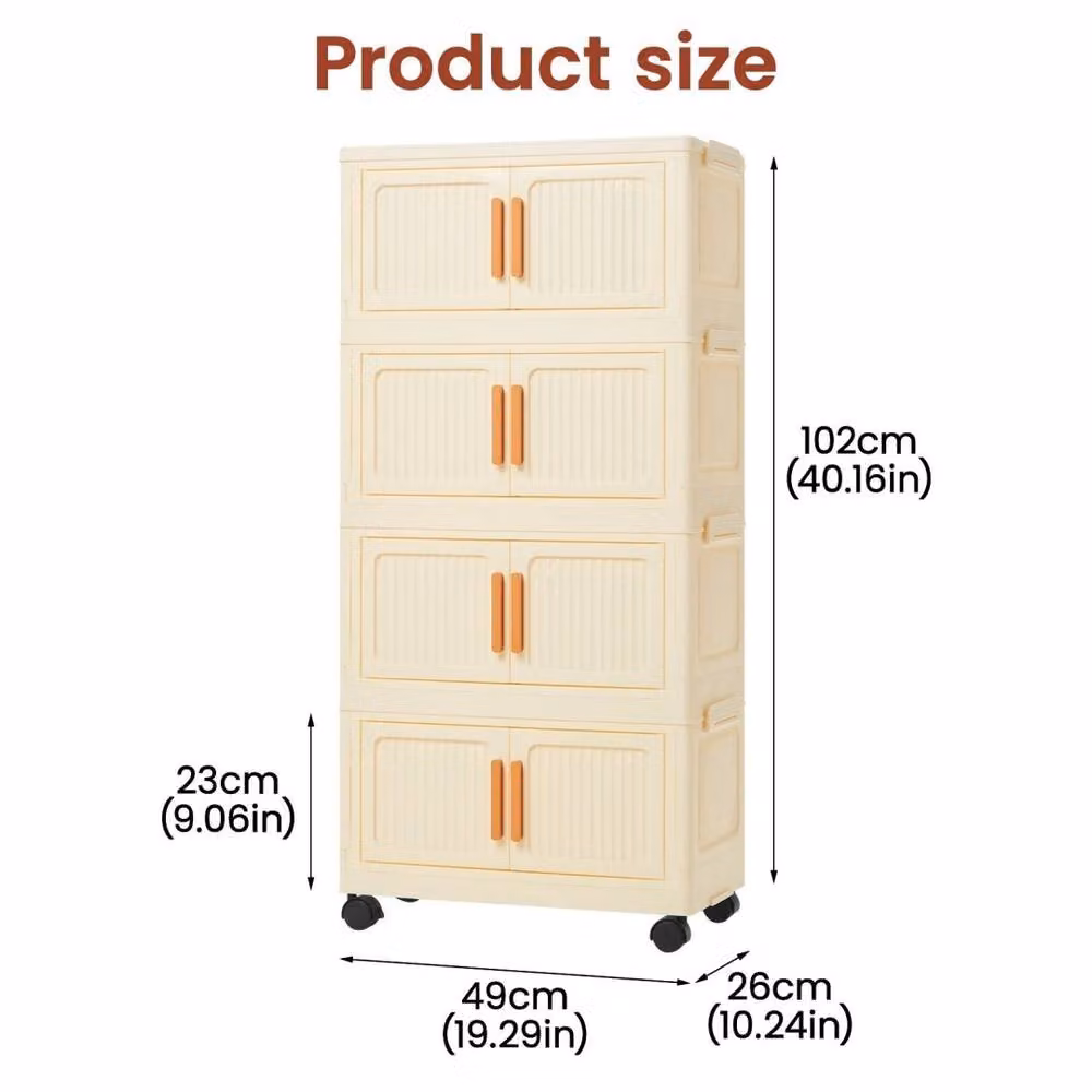 Kelvenix 4-Layer Reinforced Foldable and Stackable Storage Boxes with Lid, Beige and Transparent – 2