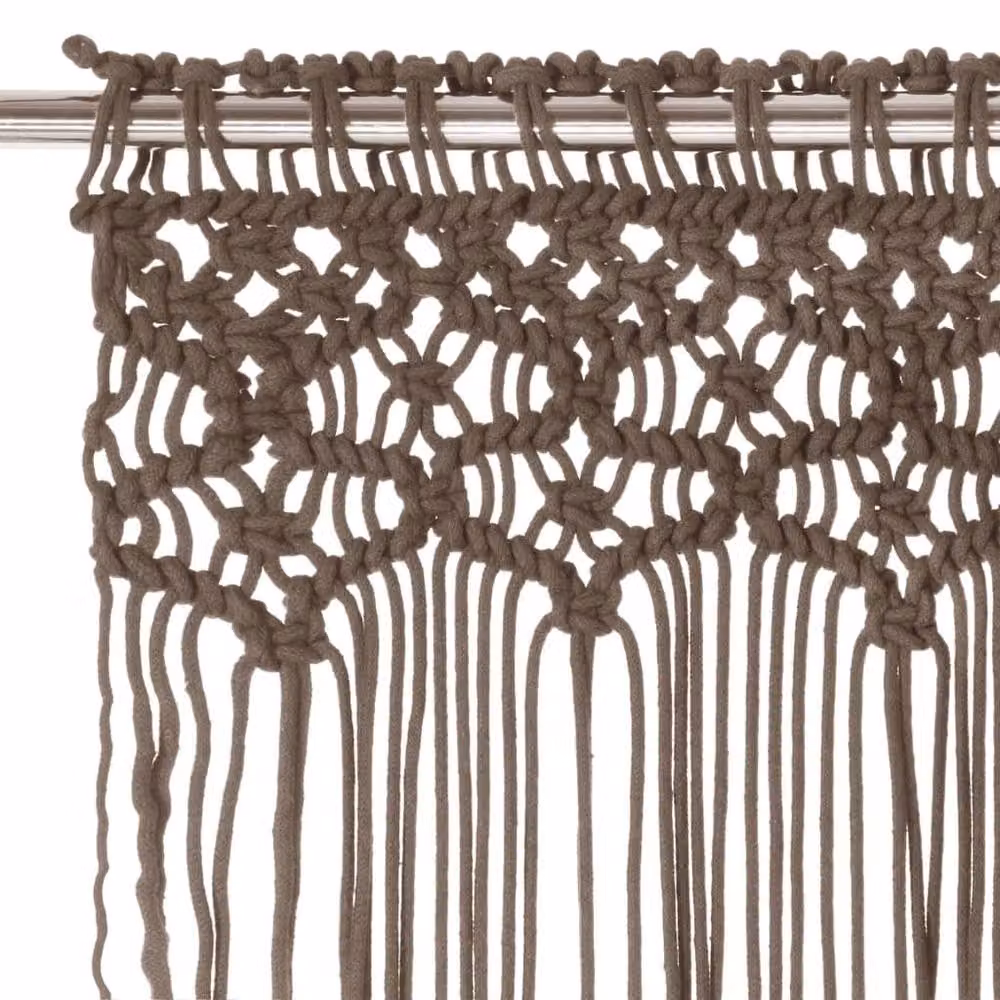 Berkfield Home Macrame Curtain in Brown Cotton, W: 140 cm, H: 240 cm – 2