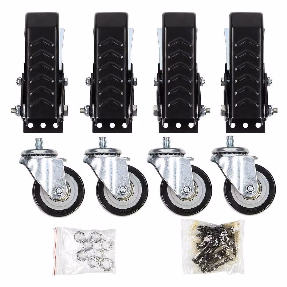 KORVIXA Set of 4 Retractable Workbench Castor Wheels in Black, W/D/H: 1000 x 52 x 16.4 cm – 5
