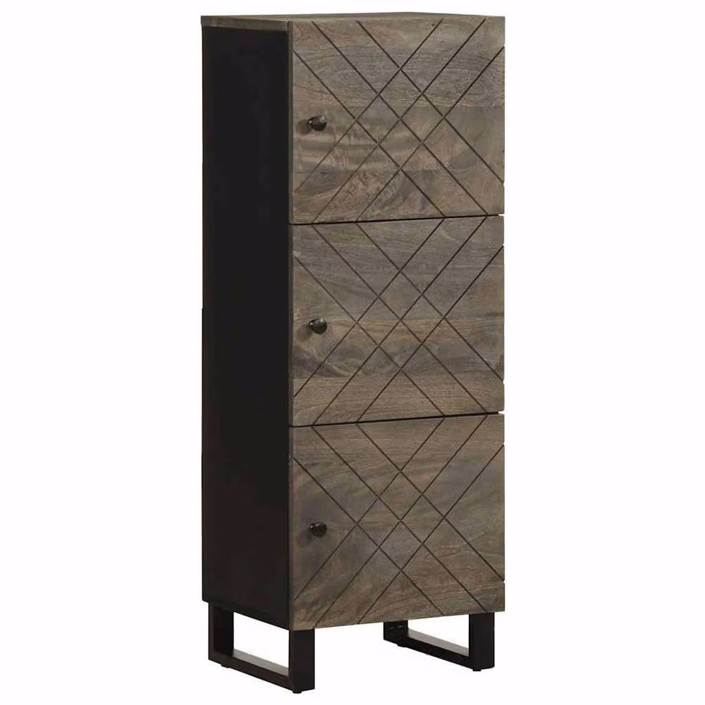 Berkfield Home Black Mango Wood Highboard W: 40 cm, D: 33 cm, H: 110 cm – 1