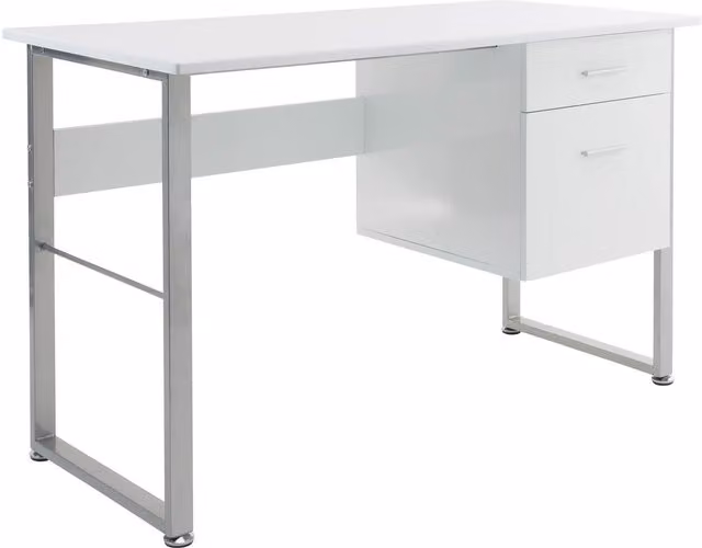 Alphason Cabrini Modern Lacquered Writing Desk in White and Grey