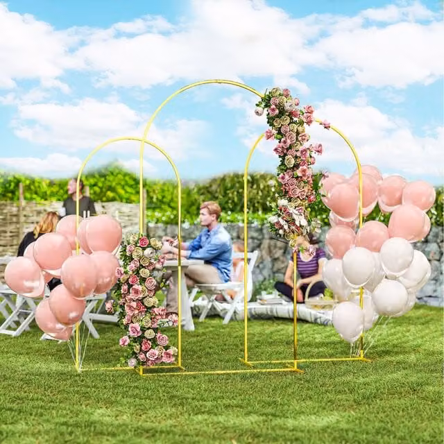 Outsunny Gold Tone Metal Wedding Arch Frame Set for Parties and Weddings