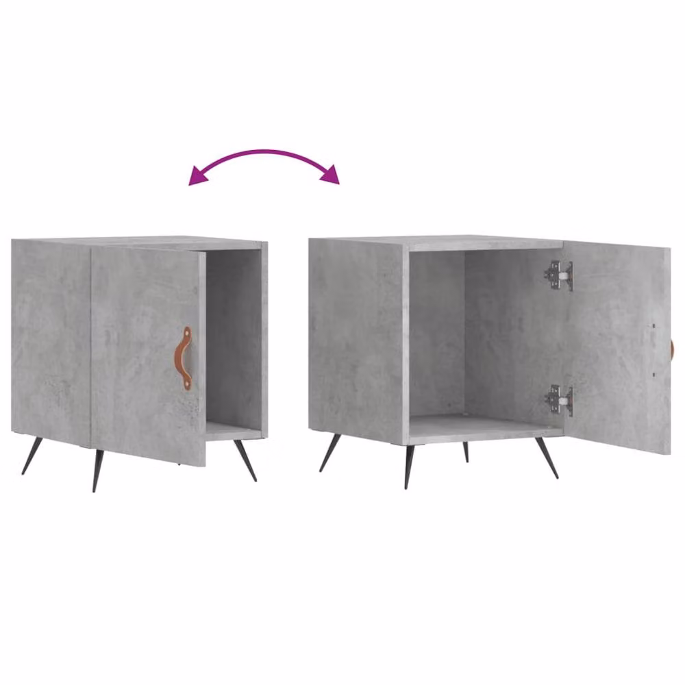 Berkfield Home Set of 2 Modern Bedside Cabinets in Concrete Grey, W/D/H: 40 x 40 x 50 cm – 2