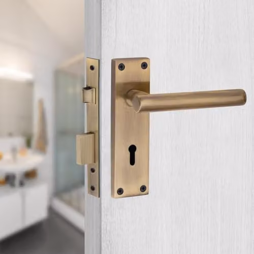 Golden Grace Victorian Straight T-Bar Lock Door Handle Set in Gold and Bronze Brass – 2