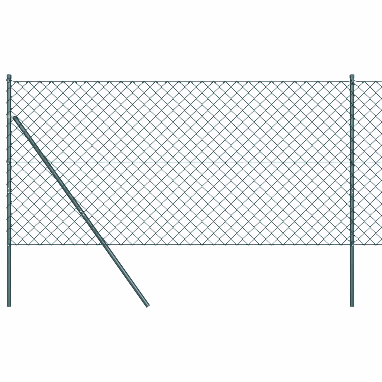Berkfield Home Green Galvanised Steel Chain Link Fence with 13 In-Ground Posts, W: 25 m, H: 1.2 m – 2
