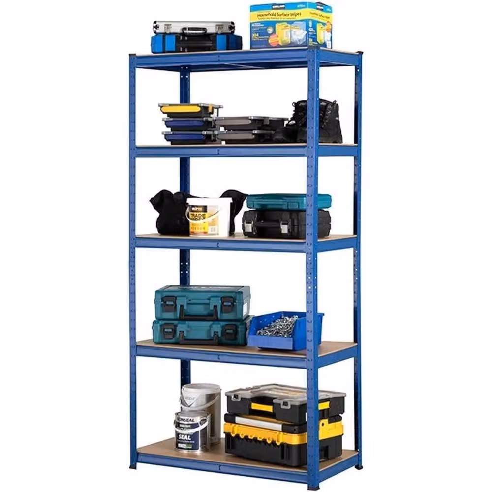FORGEVIO Heavy Duty Metal Shelving Rack Unit Pack of 2, Blue, W/D/H: 150 x 70 x 30 cm – 3