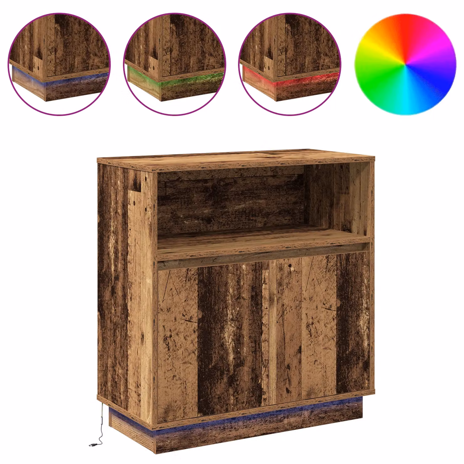 Berkfield Home Rustic Brown Engineered Wood Sideboard with Integrated LED Lighting, W/D/H: 75 x 34.5 x 71 cm – 3
