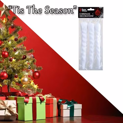 VFM e-Store White Icicle Christmas Hanging Decorations, Pack of 3, 20 cm – 6