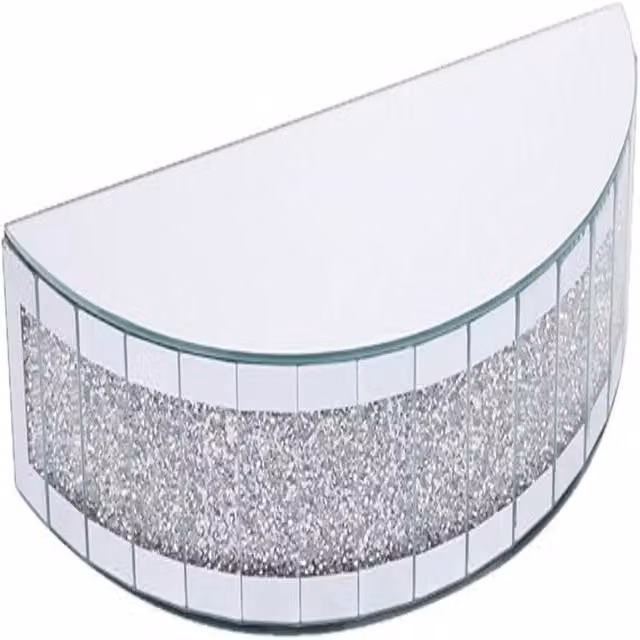 Biznest Silver Half-Moon Mirrored Wall Shelf