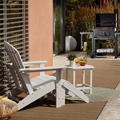 tectake Grey Garden Chair with Footstool and Armrests – 2