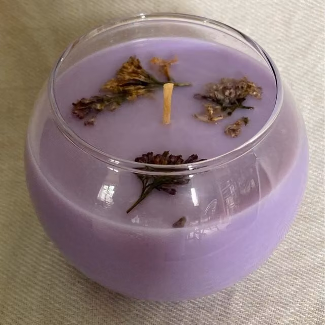 Clachaig Candles Ltd Purple Floral Scented Organic Wax Bowl Candle