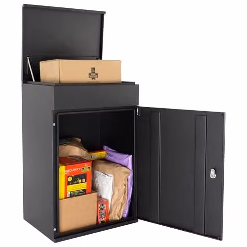 Burg-Wächter Wall Mounted Galvanised Steel Parcel Box, Black, W/D/H: 35.0 x 16.18 x 68.0 cm – 1