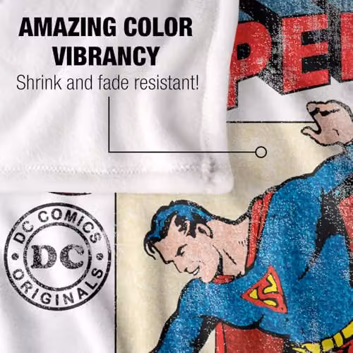 Warner Bros. Superman Old School Flight Super Soft Fleece Throw Blanket, Multicolour, W: 152 cm, D: 127 cm – 3