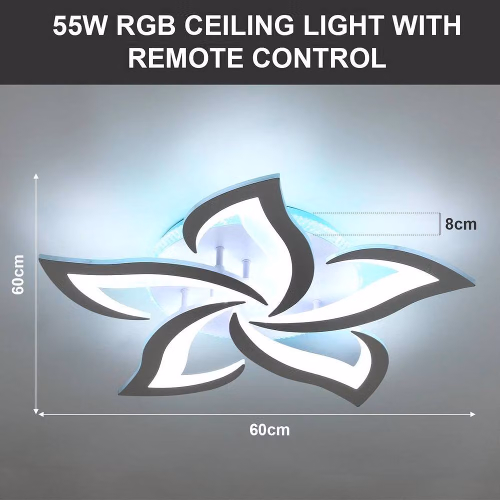 EONLION Modern LED Flower Acrylic Ceiling Light Chandelier in White with Remote Control – 2