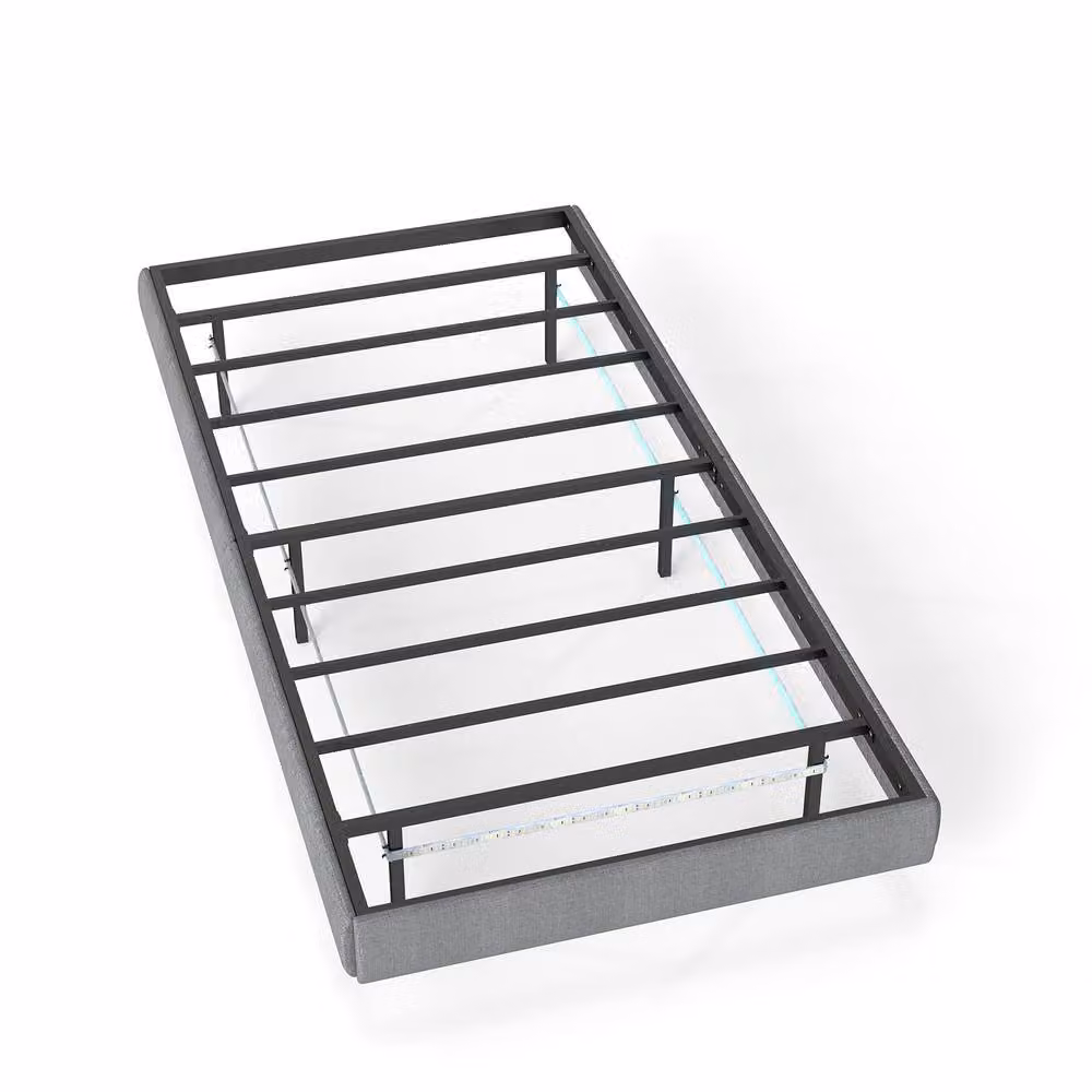 Matteo Grey Upholstered Single Bed Frame with Under-Bed LED Lighting – 3