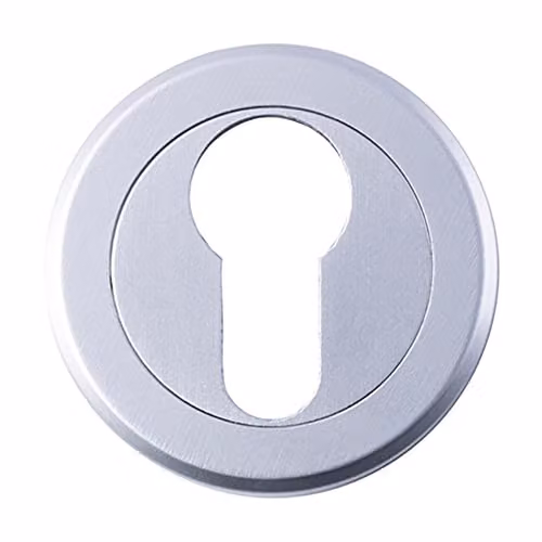 Loops 50mm Euro Profile Round Escutcheon with Bevelled Edge and Concealed Fix in Satin Chrome