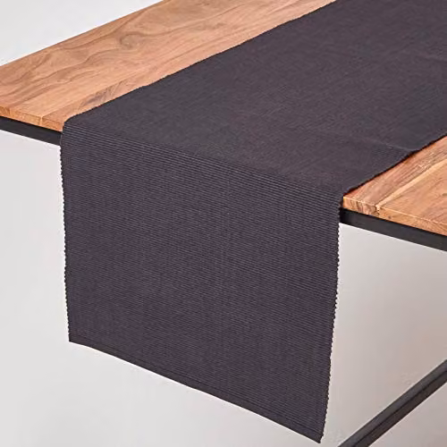 Homescapes Plain Cotton Table Runner in Black, W/H: 44 x 178 cm – 1