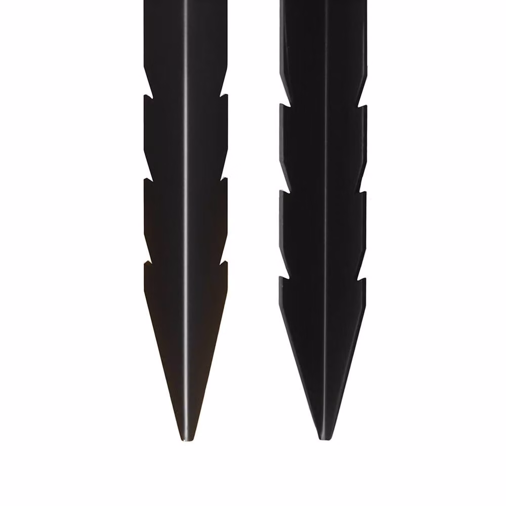 Traderight Heavy Duty Fence Post Repair Kit, 2-Pack Black Powder Coated Steel Ground Stakes with Adjustable Width and Reinforced Base for Fixing Tilted or Broken Wooden Posts – 5