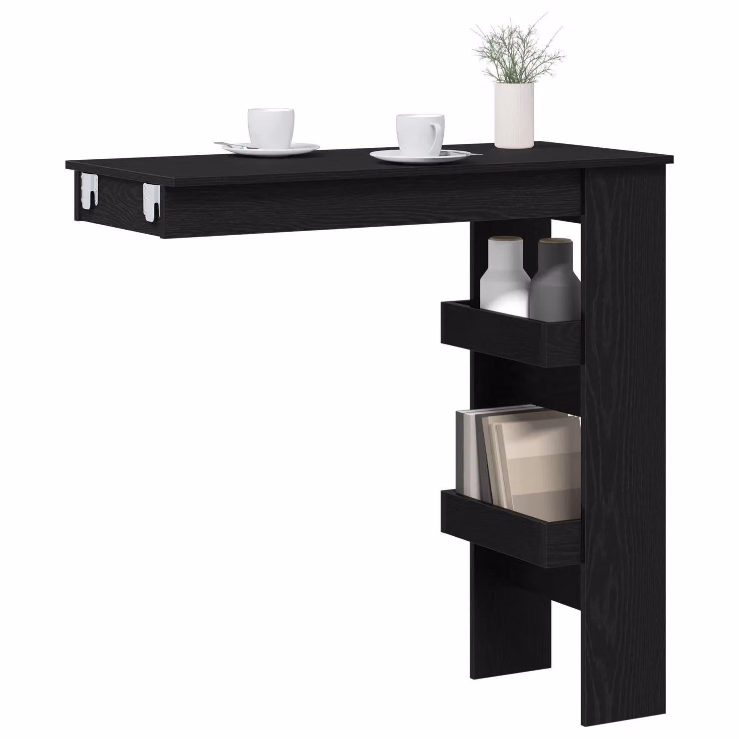 Berkfield Home Black Oak Drop Leaf Wall Bar Table, W/D/H: 102 x 55 x 103.5 cm – 3
