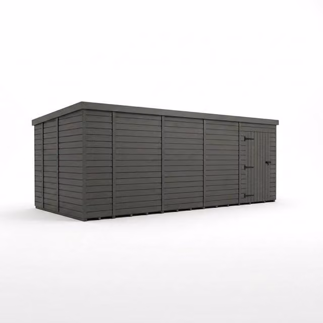 Buttercup Farm Grey Composite Pent Garden Shed with Single Door and No Windows W: 548.64 cm, D: 274.32 cm, H: 210 cm