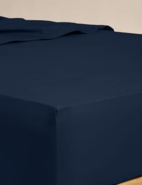 M&S Egyptian Cotton 230 Thread Count StayPut Fitted Sheet, Blue, W: 180 cm, D: 200 cm
