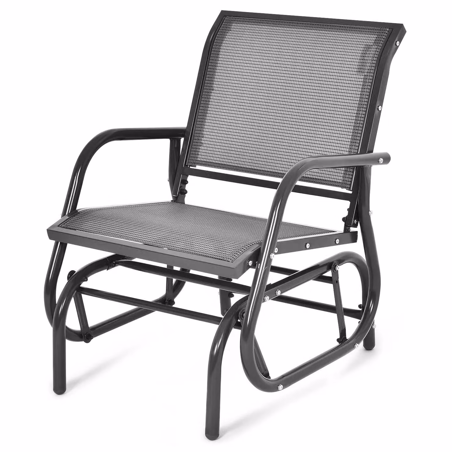 Costway Grey Metal Garden Glider Chair and Outdoor Rocking Armchair – 3