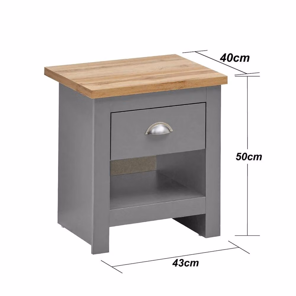 ERGOVEXA Grey Oak Bedside Nightstand Cabinet with 1 Drawer – 2