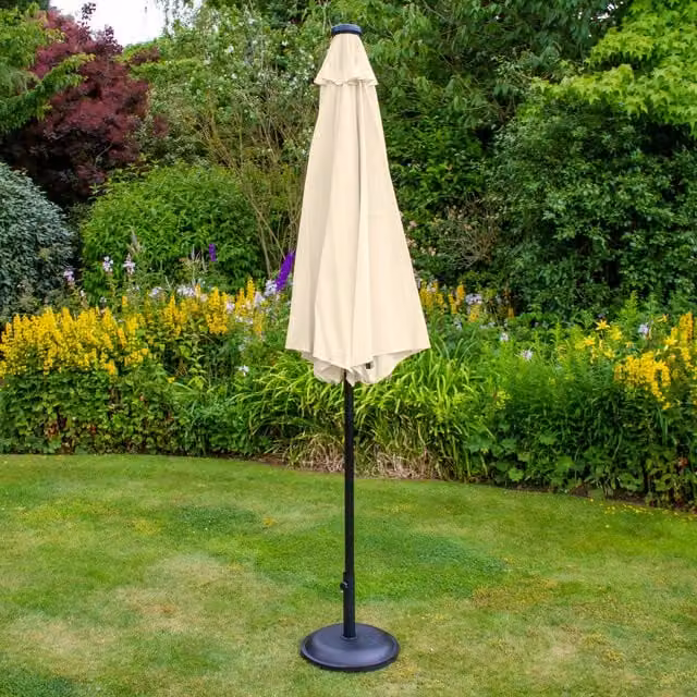 Monster Shop 2.7m LED Tilt Parasol Umbrella Garden Sun Shade in Beige