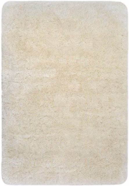 THE RUGS Soft Washable Collection Plain Shaggy Rug in Ivory, W/D: 67 x 180 cm