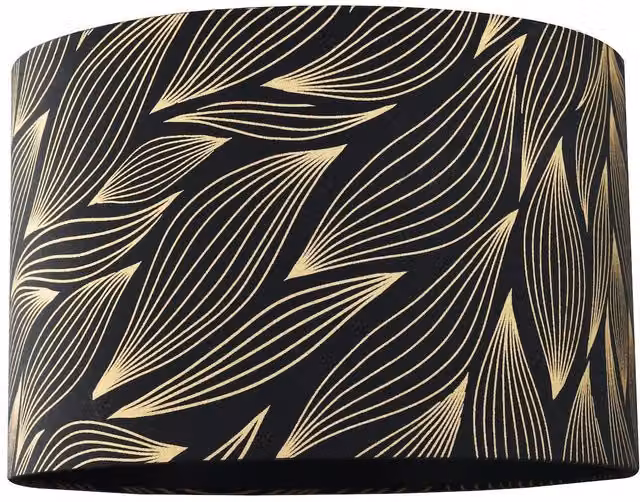 Happy Homewares Black Cotton Lamp Shade with Gold Foil Leaves and Satin Lining, W/D/H: 20 x 20 x 30 cm – 5