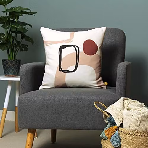 Riva Home Aida Geometric Abstract Printed Square Cushion in Pink, W/D/H: 43 x 43 x 43 cm – 3