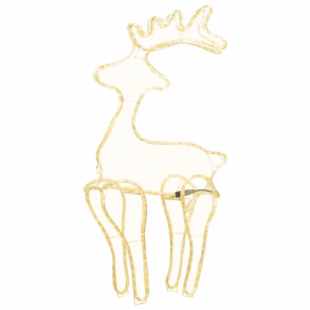Berkfield Home Reindeer Christmas Decoration with 306 Multicolour LEDs, White, W/D/H: 60 x 24 x 89 cm – 3