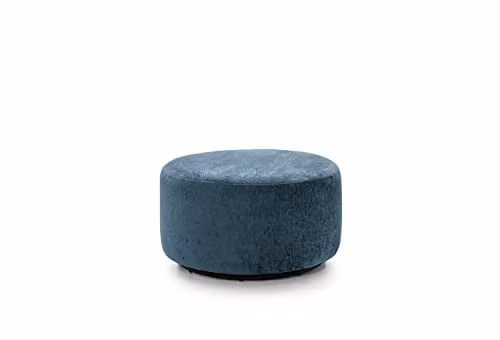 Abakus Direct Harriet Swivel Footstool in Blue Crushed Chenille, Diameter: 73 cm, Height: 40 cm – 1