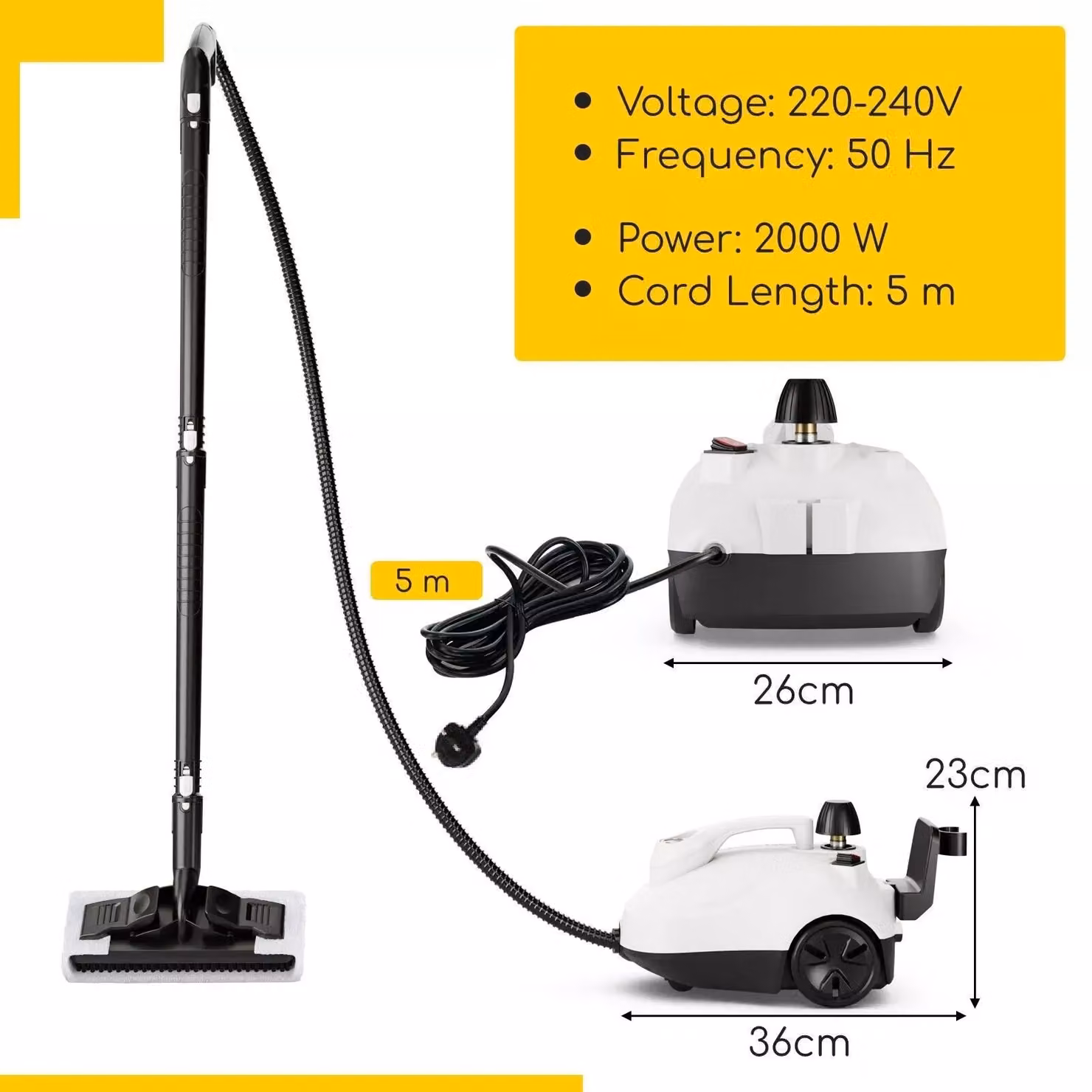 Costway Handheld Steam Cleaner, 2000W with 1.8L Water Tank, White – 2