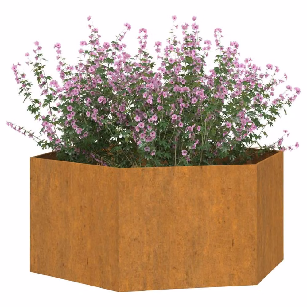 Berkfield Home Rusty Corten Steel Planter in Brown, W/D/H: 90 x 90 x 45 cm – 3