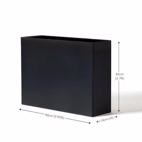 Nicoman Galvanised Steel Metal Trough Planter, Black, W/D/H: 90 x 30 x 82 cm – 2