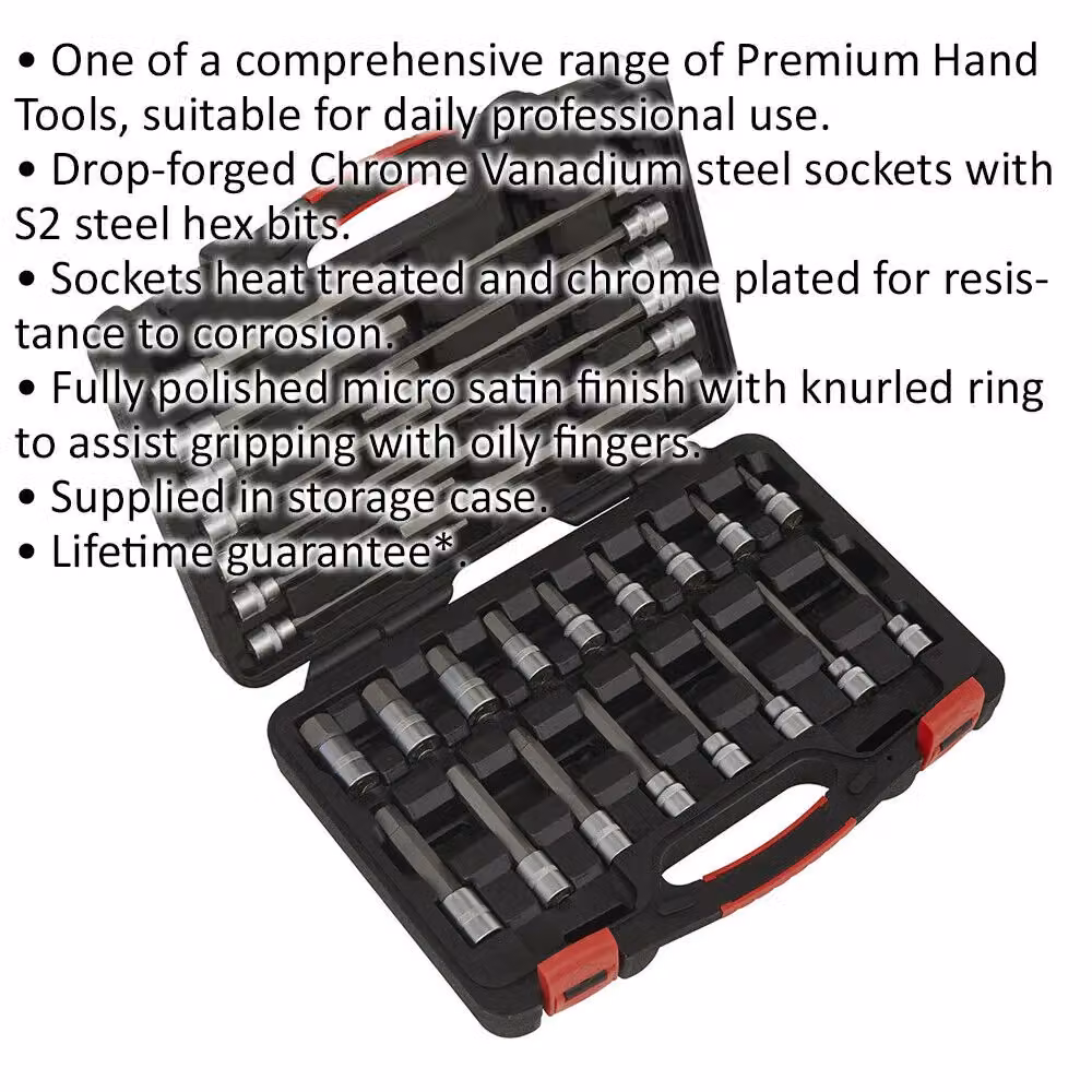 Loops 30 Pack Metric Male Hex Bit Set, 3/8 inch Square Drive, 200mm Long S2 Steel, Silver – 2