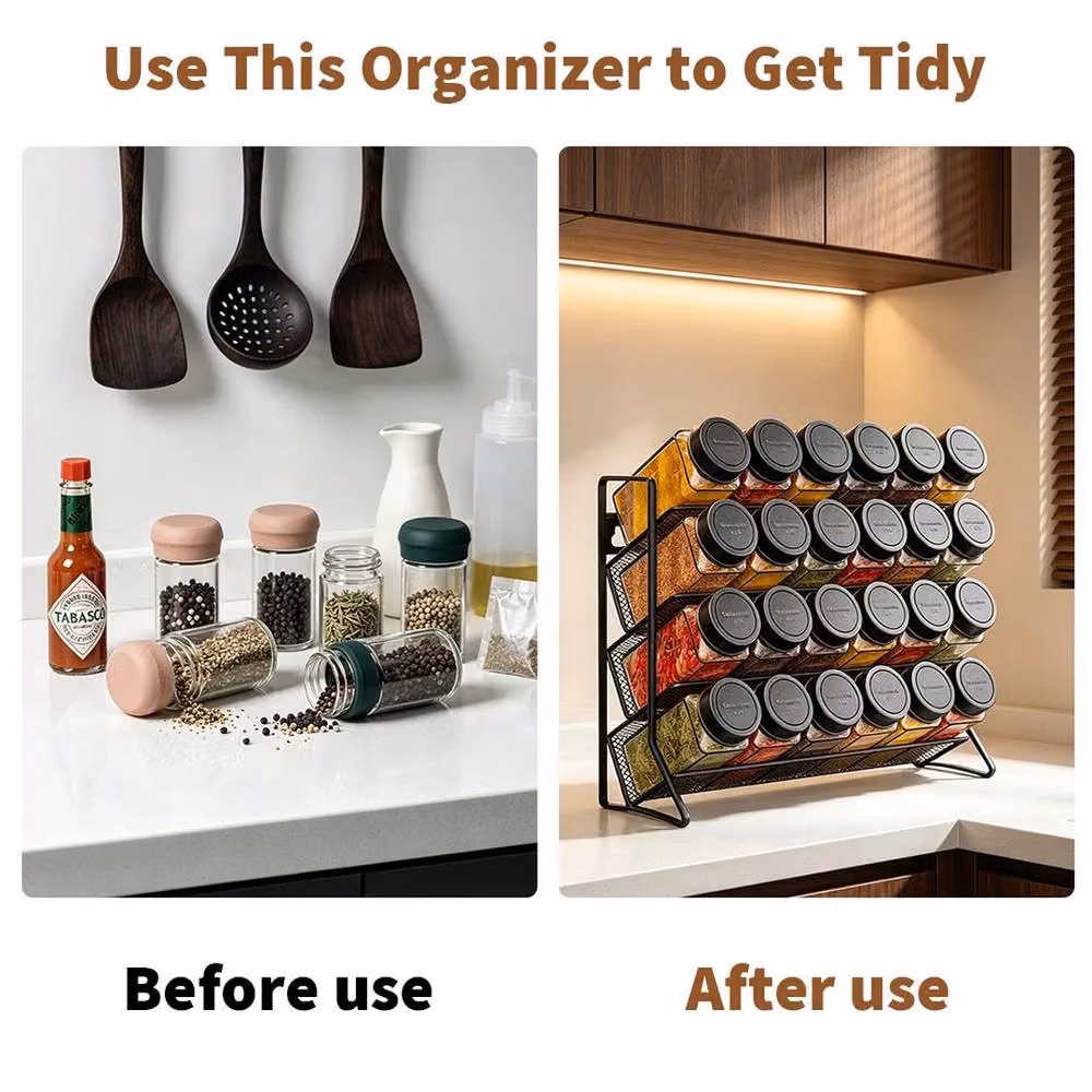 KORVIXA 4 Tier Black Metal Spice Rack – 3