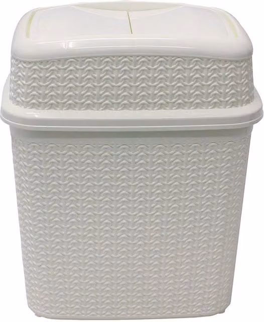 JVL Loop 10L Plastic Push Top Bin in White and Grey