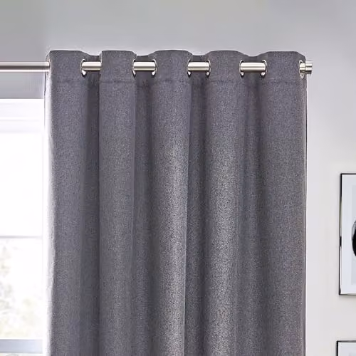Riva Home Furn Blackout Eyelet Curtain Pair in Grey/Black, Width: 168 cm, Drop: 229 cm – 2
