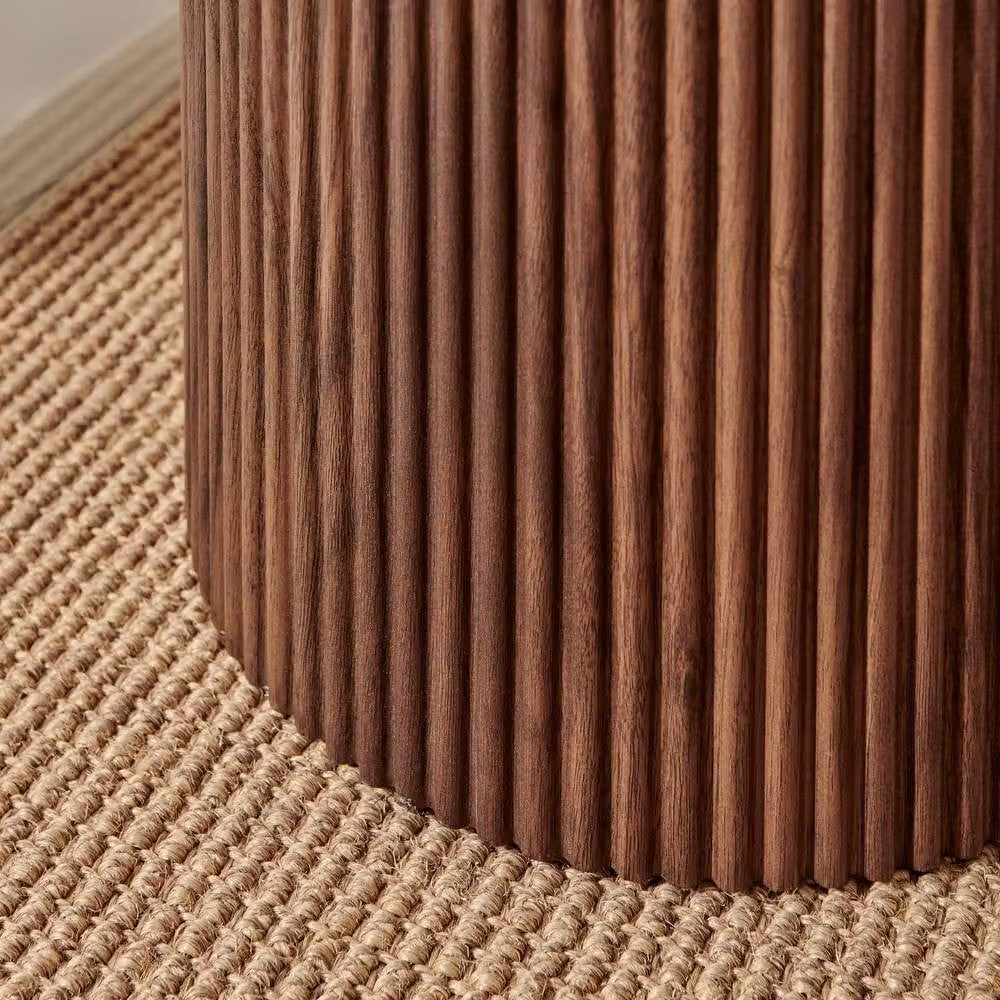 FurnitureboxUK Penrose Round Walnut and Cream Marble Effect Side Table – 2