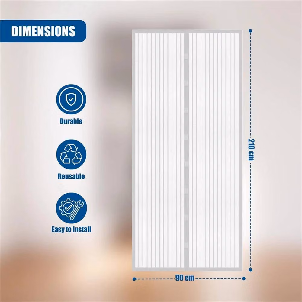 NESTLUNE Magnetic Insect Curtain Net Magic Mesh Door in White, W: 100 cm, H: 210 cm – 2