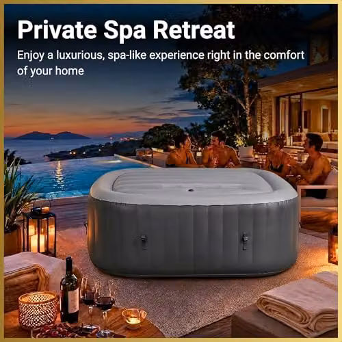 SHATCHI Grey Inflatable Square Hot Tub Spa Cover, W/D: 140 x 140 cm – 6