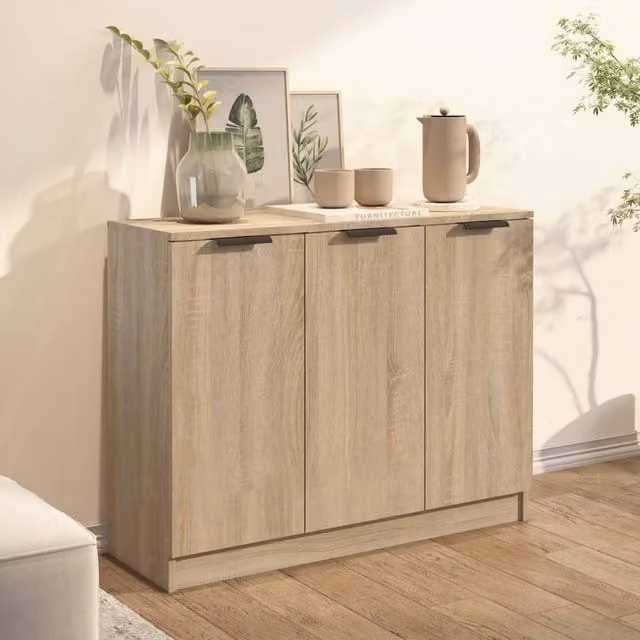 Berkfield Home Sonoma Oak Sideboard in Beige, W/D/H: 90.5 x 30 x 70 cm – 1