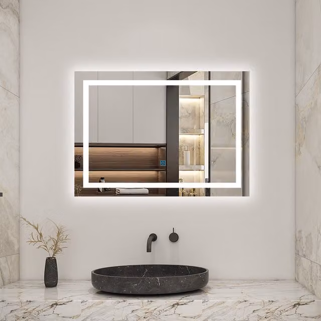 AicaBathroom Dimmable LED Bathroom Mirror in White, Width: 70 cm